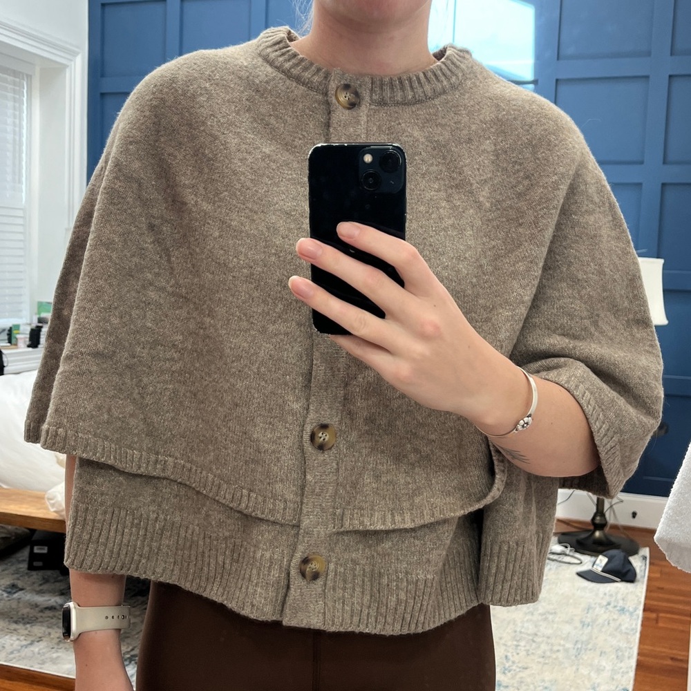 Zara camel knit cape - Picture 3 of 4